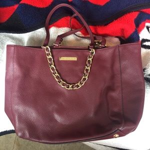 Burgundy leather Michael Kors tote bag